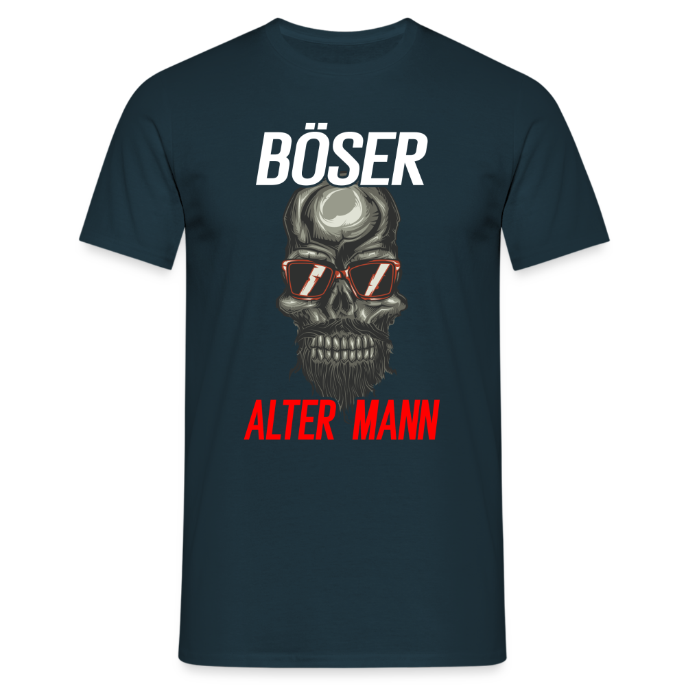 Totenkopf Sonnenbrille Böser Alter Mann Lustiges T-Shirt - Navy