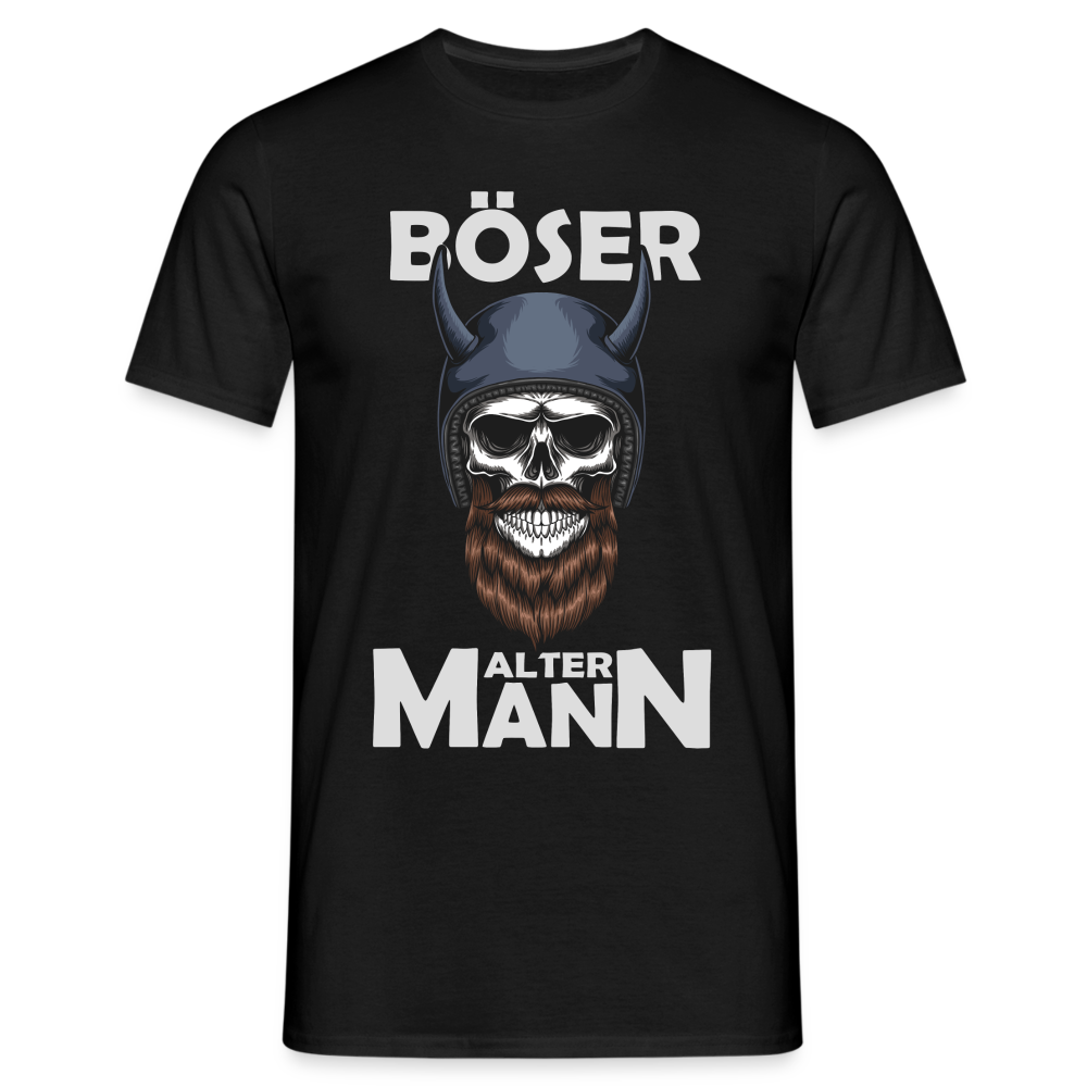 Wikinger Totenkopf Böser Alter Mann T-Shirt - Schwarz