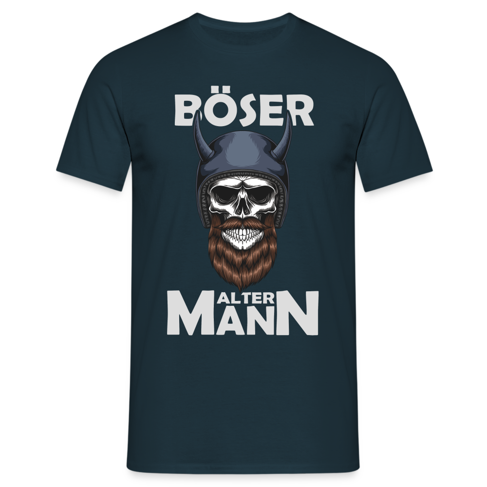 Wikinger Totenkopf Böser Alter Mann T-Shirt - Navy