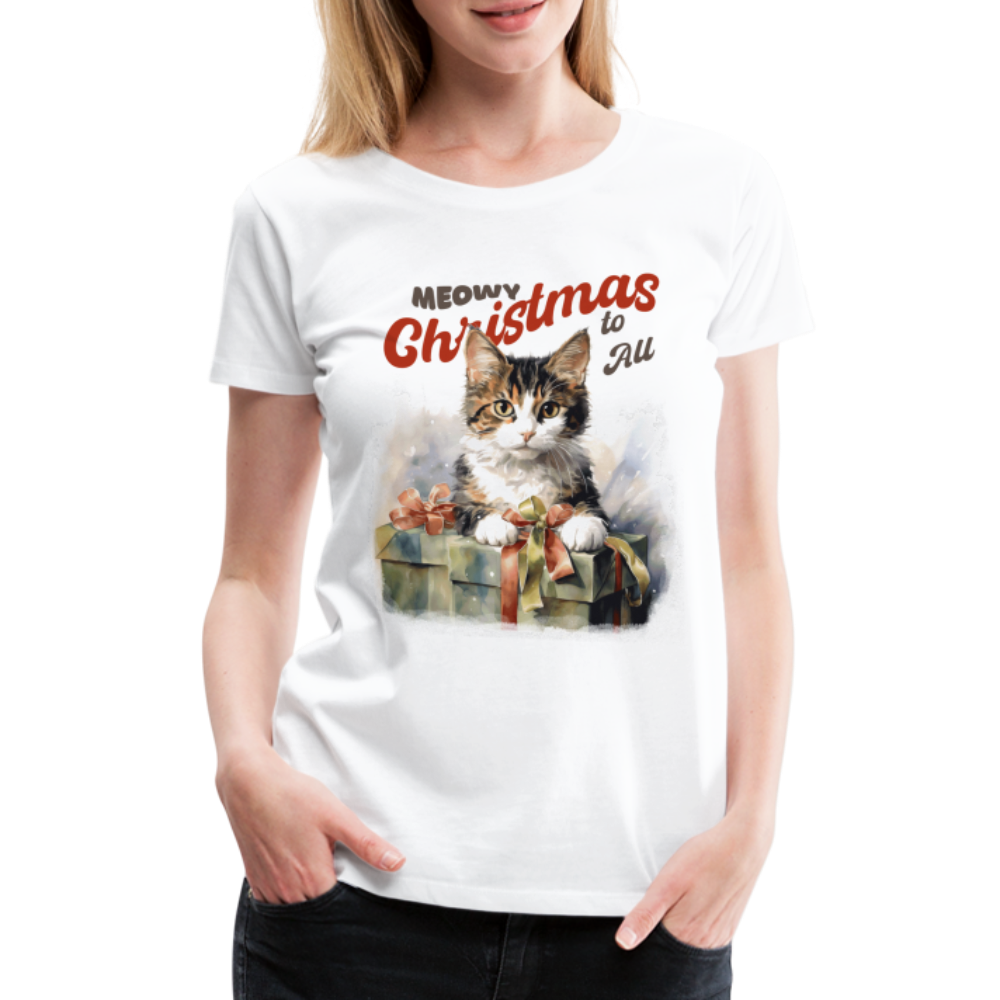 Weihnachten Katze - Meow Christmas - Frauen Premium T-Shirt - weiß