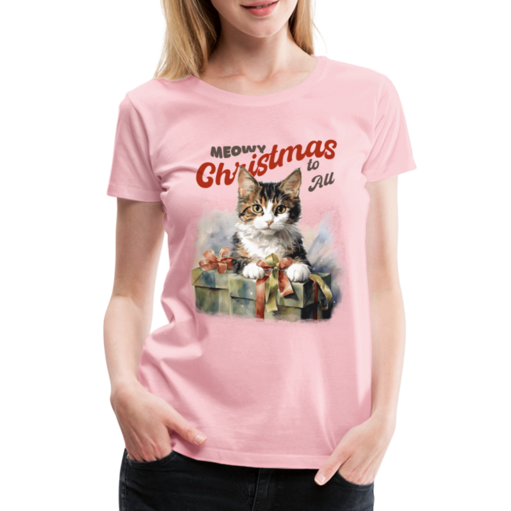 Weihnachten Katze - Meow Christmas - Frauen Premium T-Shirt - Hellrosa
