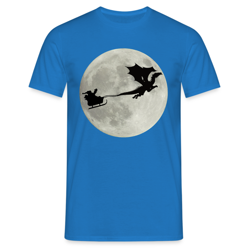 Weihnachtsmann Schlitten Drachen Mond Lustiges Geschenk T-Shirt - Royalblau