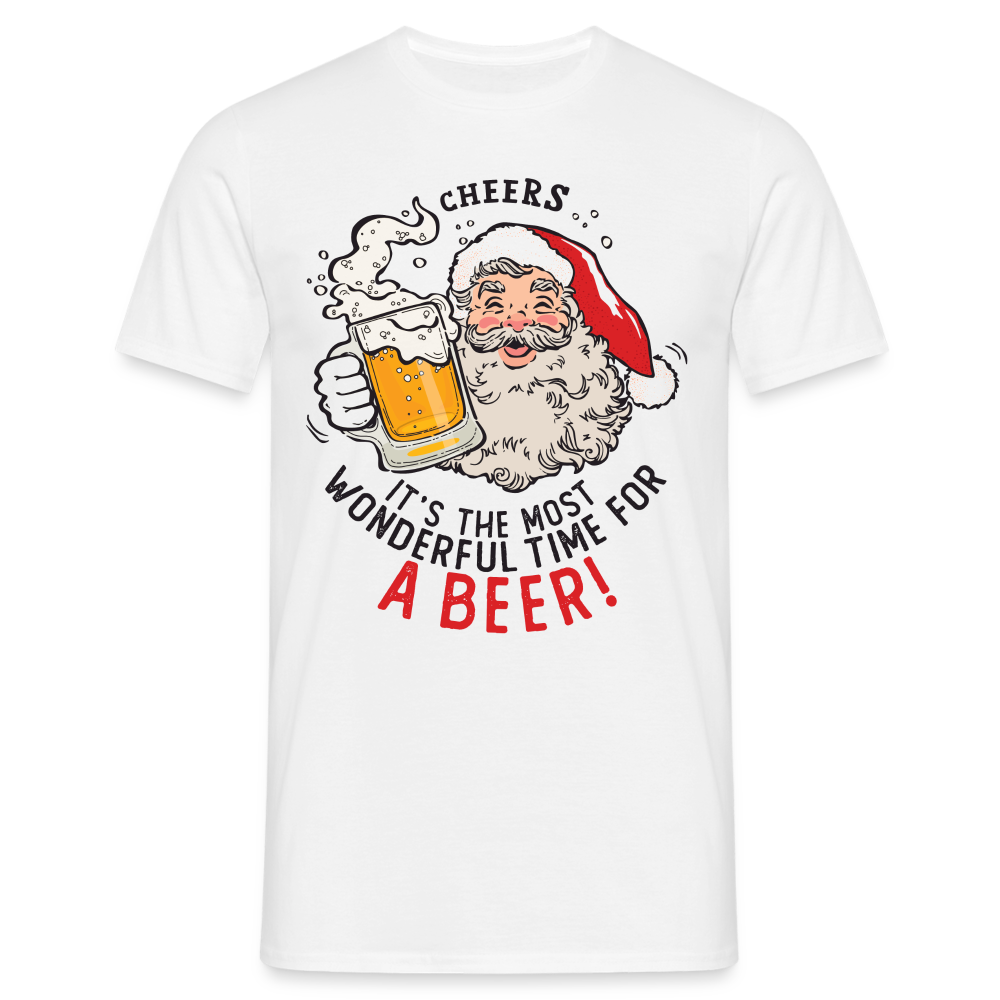 Weihnachten Sante Weihnachtsmann und Bier Lustiges T-Shirt - weiß