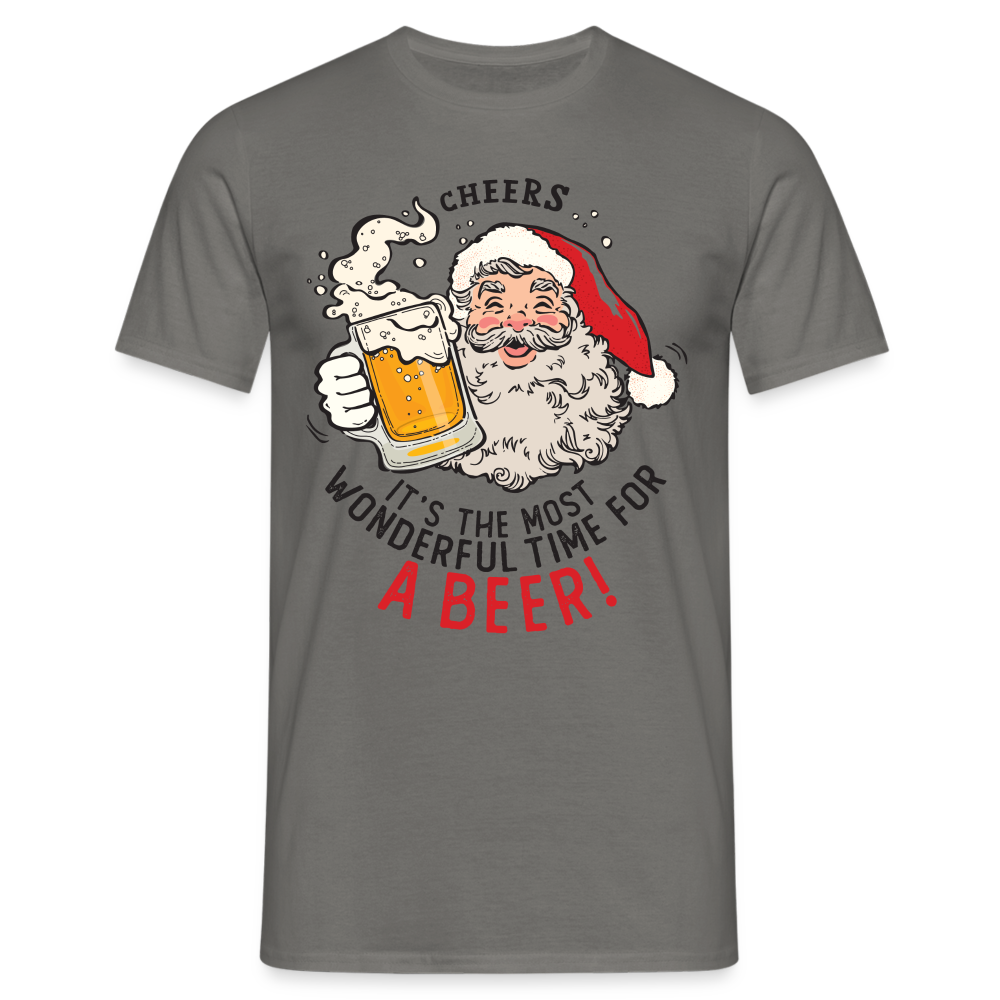 Weihnachten Sante Weihnachtsmann und Bier Lustiges T-Shirt - Graphit