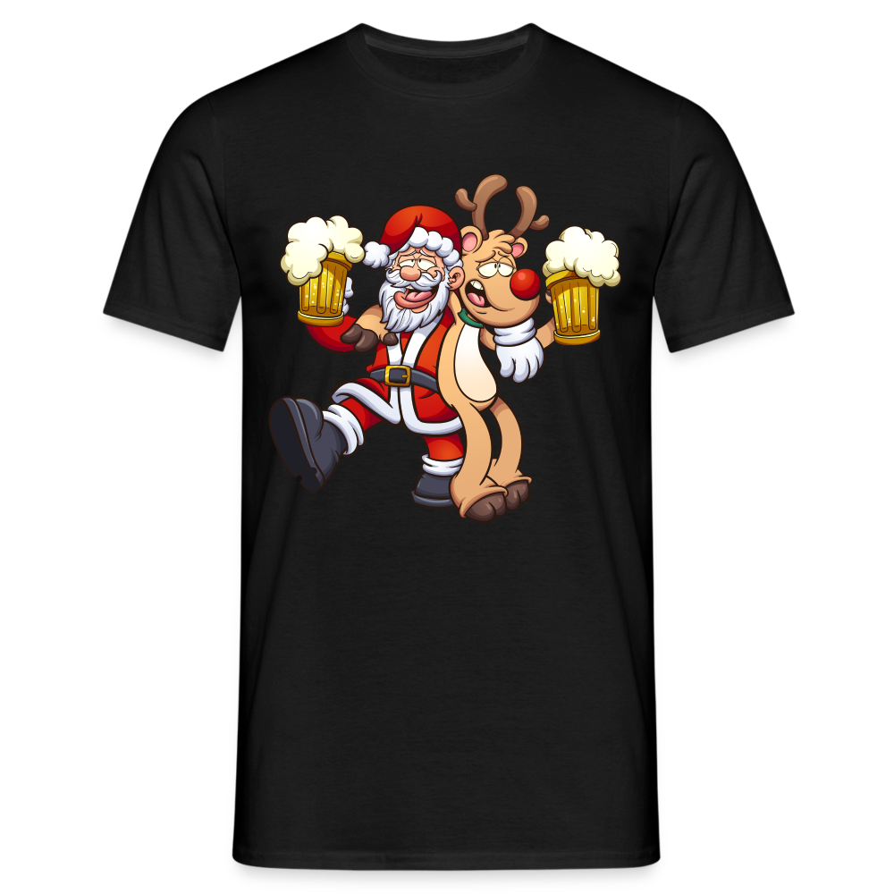Santa Rentier Bier - Lustiges Weihnachts T-Shirt - Schwarz