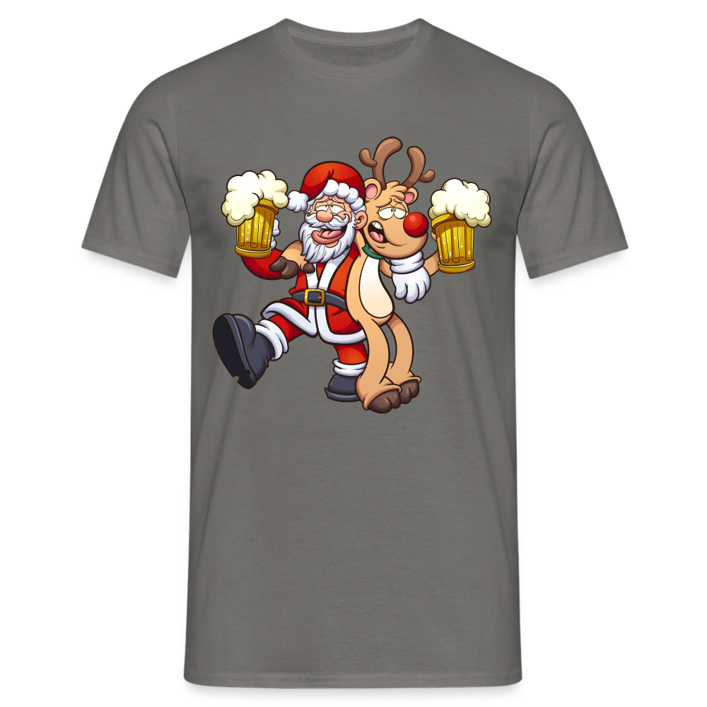 Santa Rentier Bier - Lustiges Weihnachts T-Shirt - Graphit