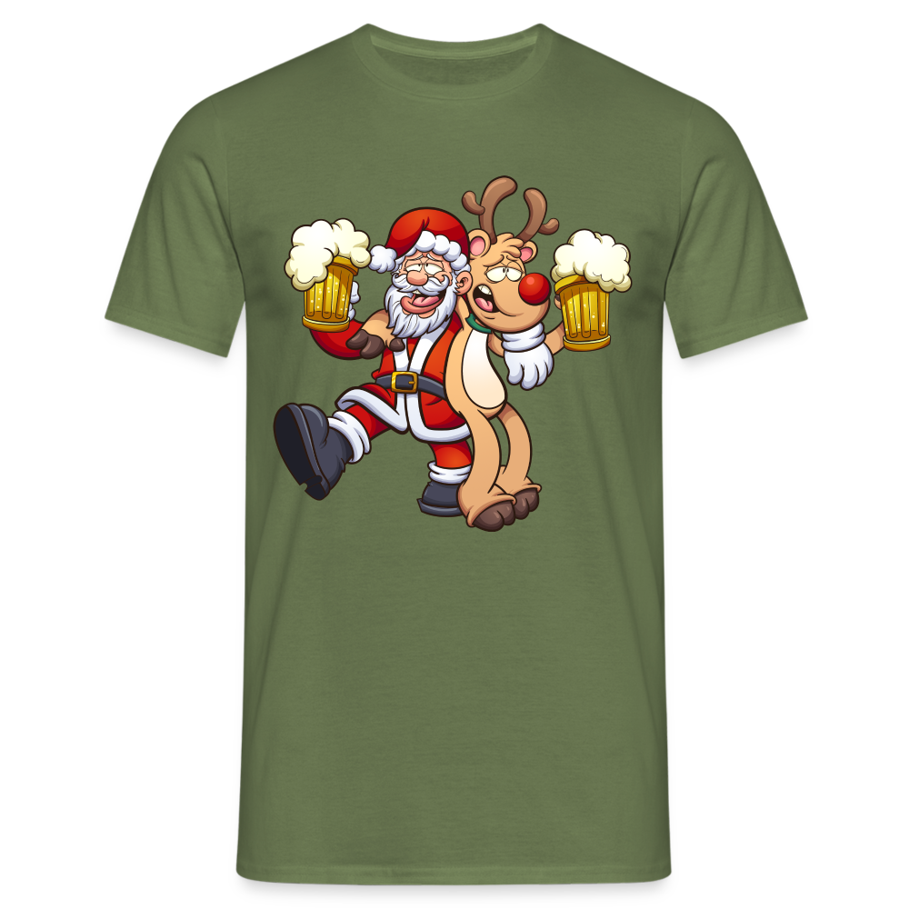 Santa Rentier Bier - Lustiges Weihnachts T-Shirt - Militärgrün
