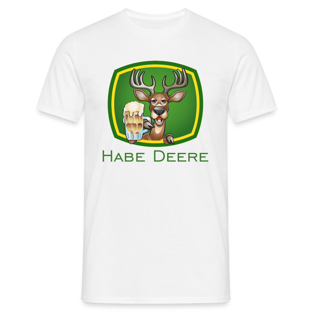 HABE DEERE Bier Parodie Lustiges Bauern Traktor T-Shirt - weiß