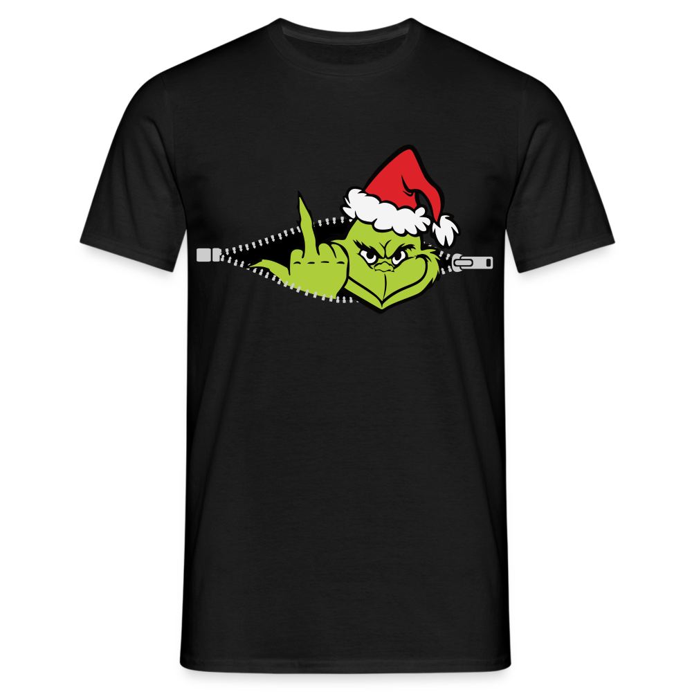 Weihnachten Grinch Mittelfinger Lustiges Weihnachts Geschenk T-Shirt - Schwarz