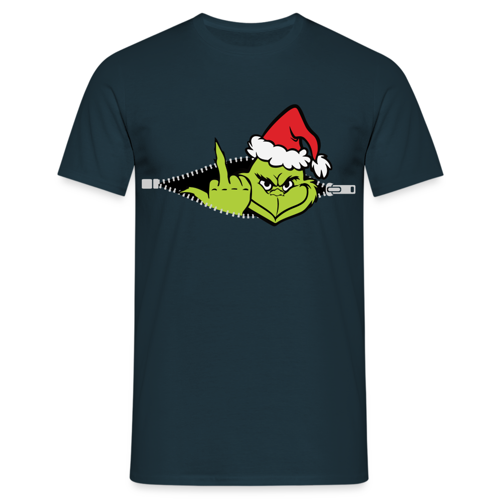 Weihnachten Grinch Mittelfinger Lustiges Weihnachts Geschenk T-Shirt - Navy