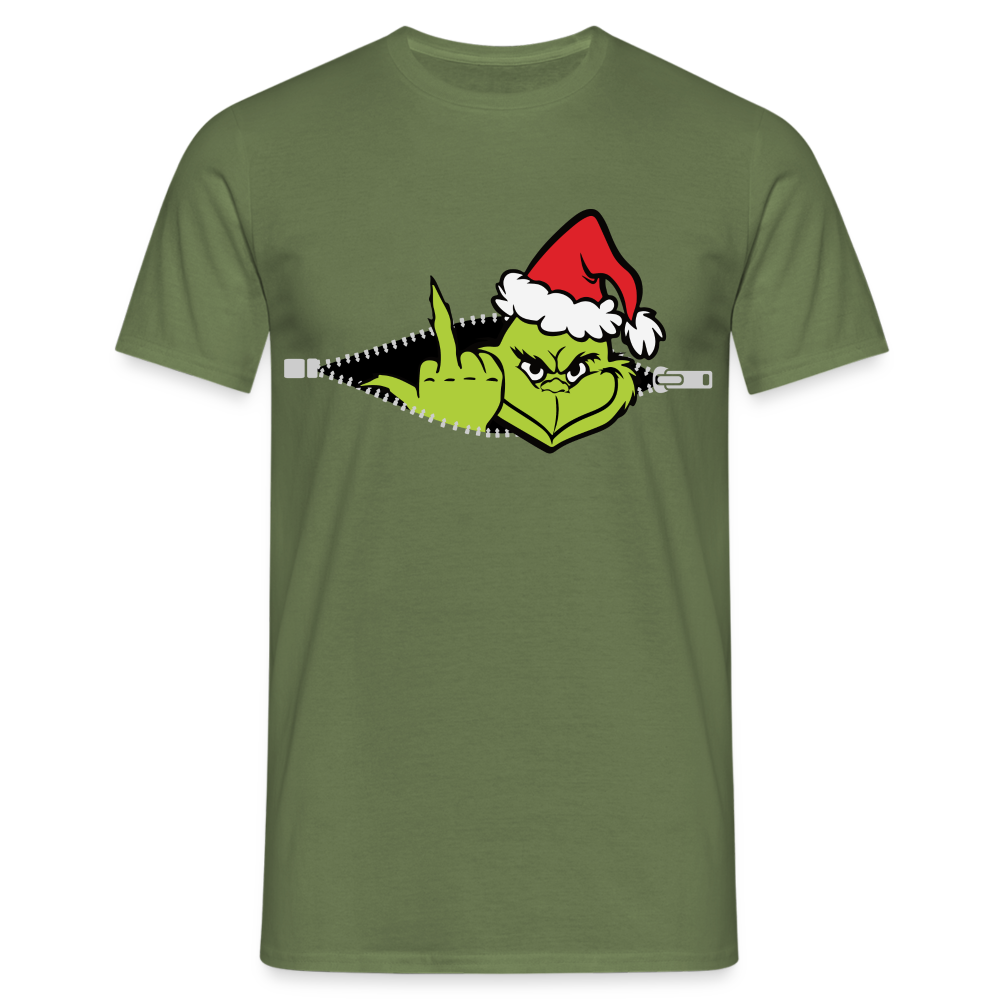 Weihnachten Grinch Mittelfinger Lustiges Weihnachts Geschenk T-Shirt - Militärgrün