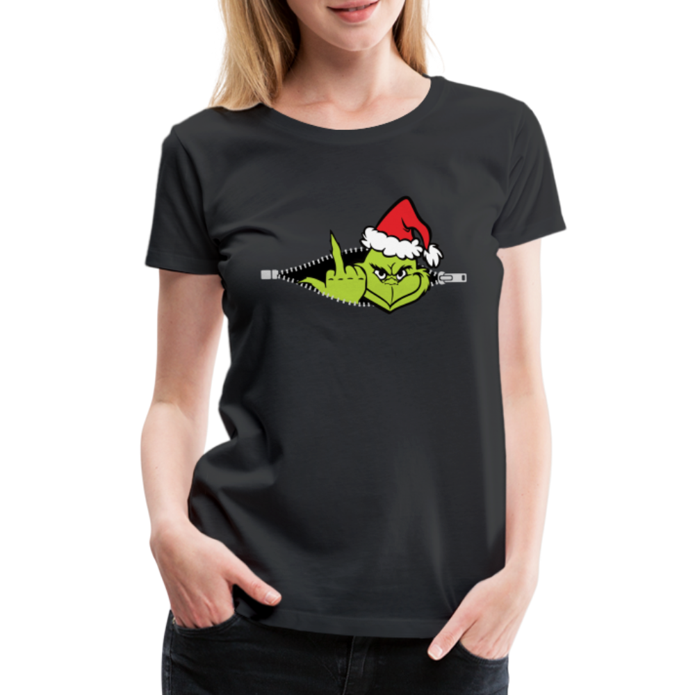 Weihnachten Grinch Mittelfinger Lustiges Weihnachts Geschenk Frauen Premium T-Shirt - Schwarz