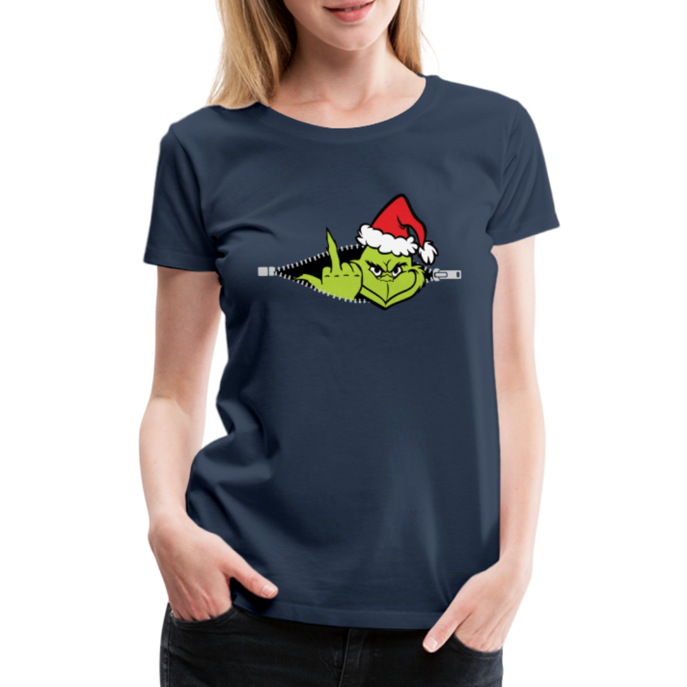 Weihnachten Grinch Mittelfinger Lustiges Weihnachts Geschenk Frauen Premium T-Shirt - Navy