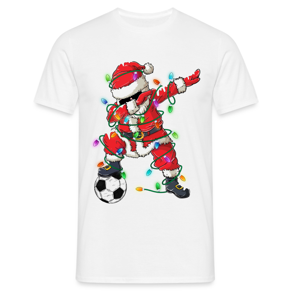 Tanzender Weihnachtsmann - Santa Lichterkette Fußball  T-Shirt - weiß