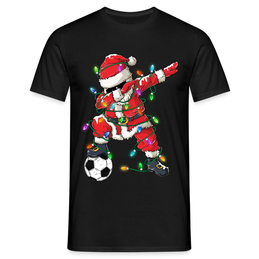 Tanzender Weihnachtsmann - Santa Lichterkette Fußball  T-Shirt - Schwarz