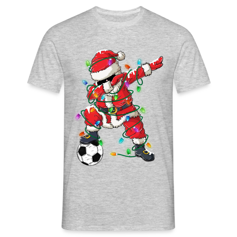 Tanzender Weihnachtsmann - Santa Lichterkette Fußball  T-Shirt - Grau meliert