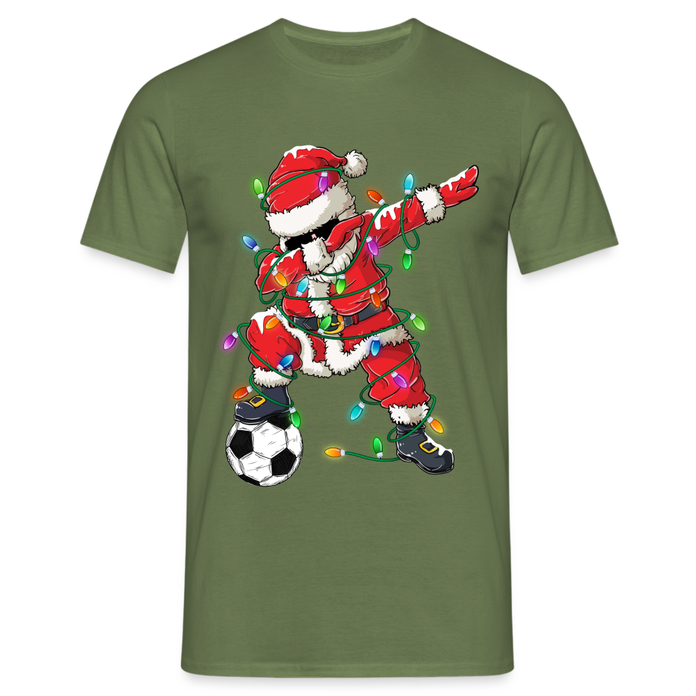 Tanzender Weihnachtsmann - Santa Lichterkette Fußball  T-Shirt - Militärgrün