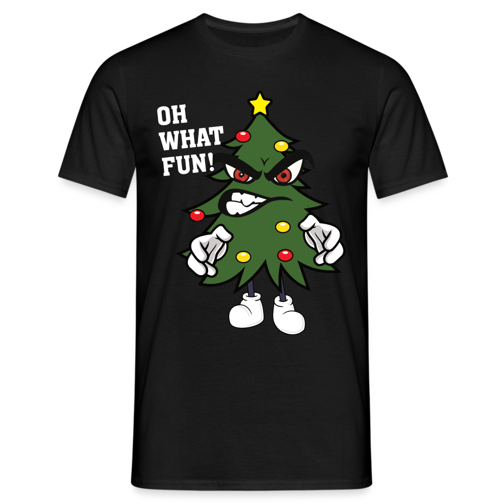 Lustiger Weihnachtsbaum - oh what fun - Weihnachts Muffel T-Shirt - Schwarz