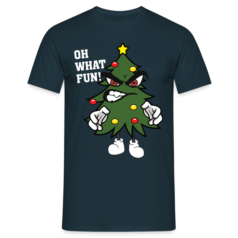 Lustiger Weihnachtsbaum - oh what fun - Weihnachts Muffel T-Shirt - Navy