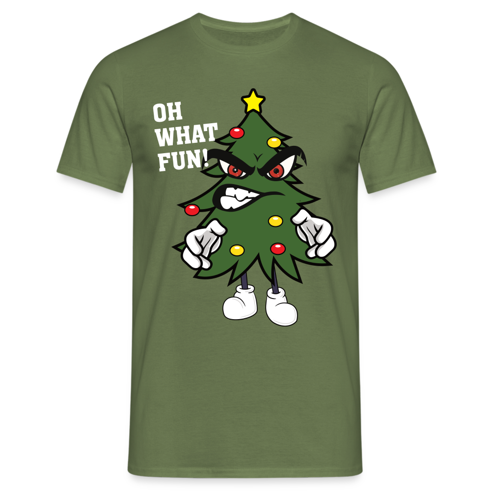 Lustiger Weihnachtsbaum - oh what fun - Weihnachts Muffel T-Shirt - Militärgrün