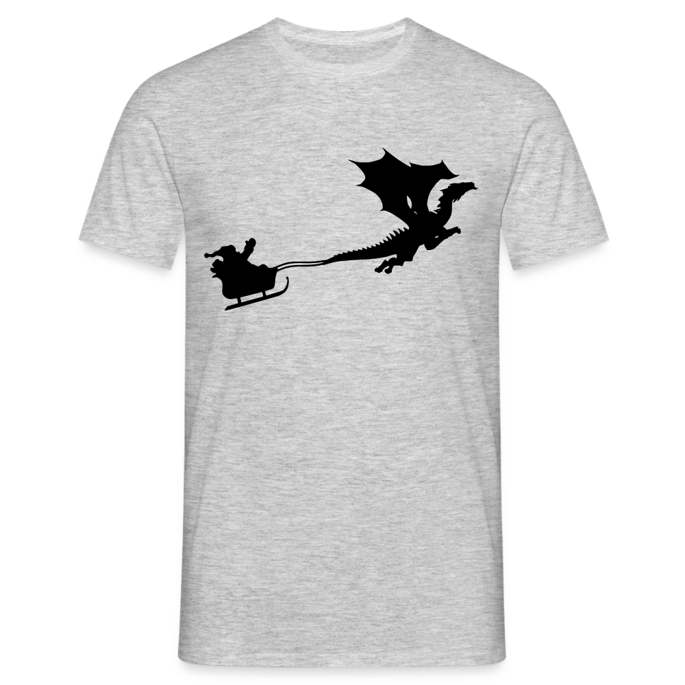 Santa Rennschlitten Drachen Lustiges Weihnachts T-Shirt - Grau meliert