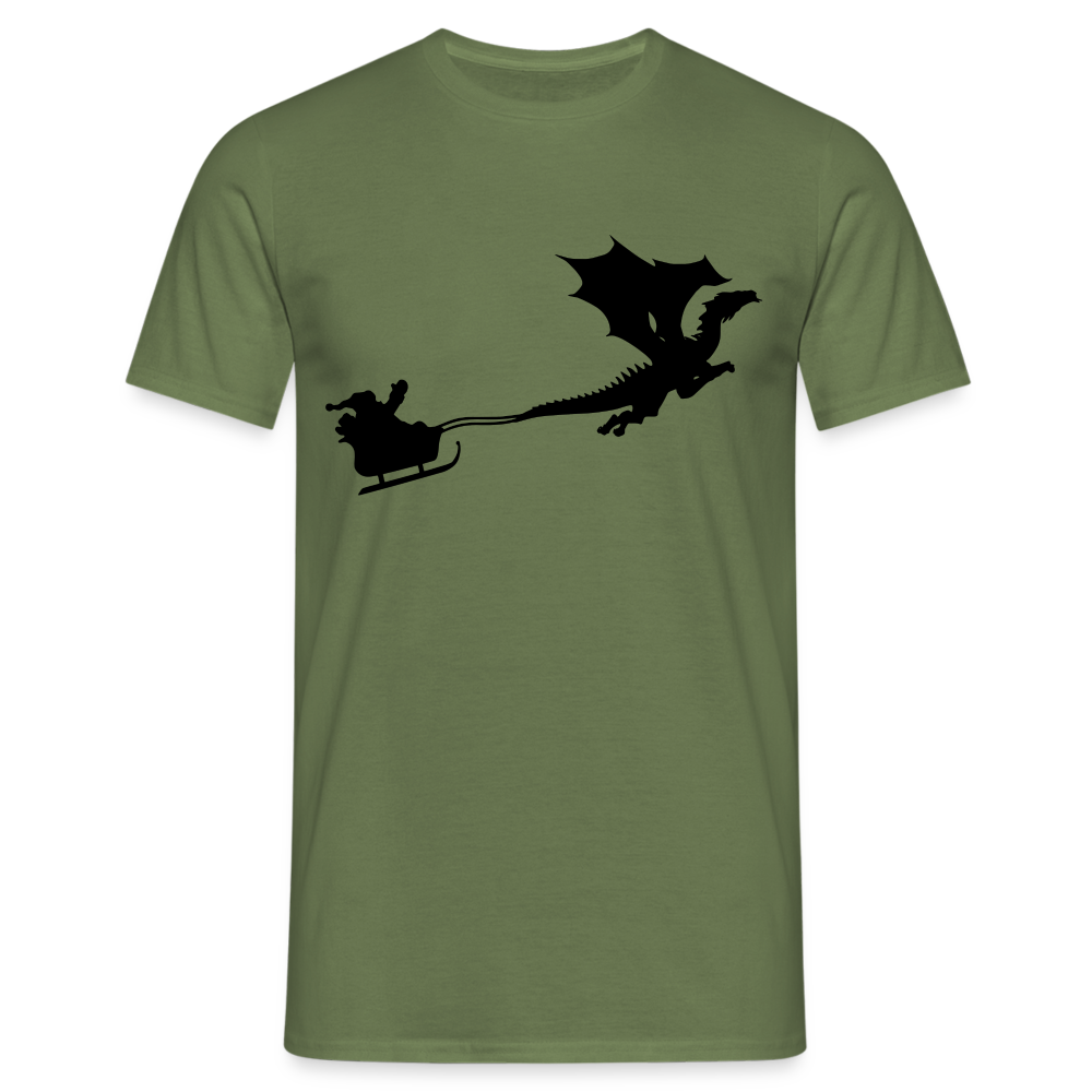 Santa Rennschlitten Drachen Lustiges Weihnachts T-Shirt - Militärgrün