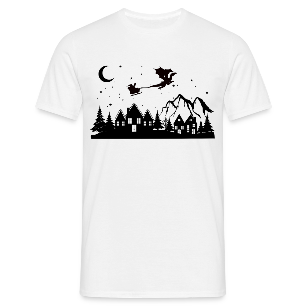 Santa Rennschlitten Drachen Lustiges Weihnachtsdorf T-Shirt - weiß