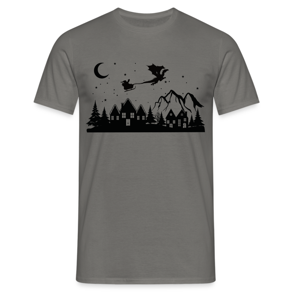 Santa Rennschlitten Drachen Lustiges Weihnachtsdorf T-Shirt - Graphit