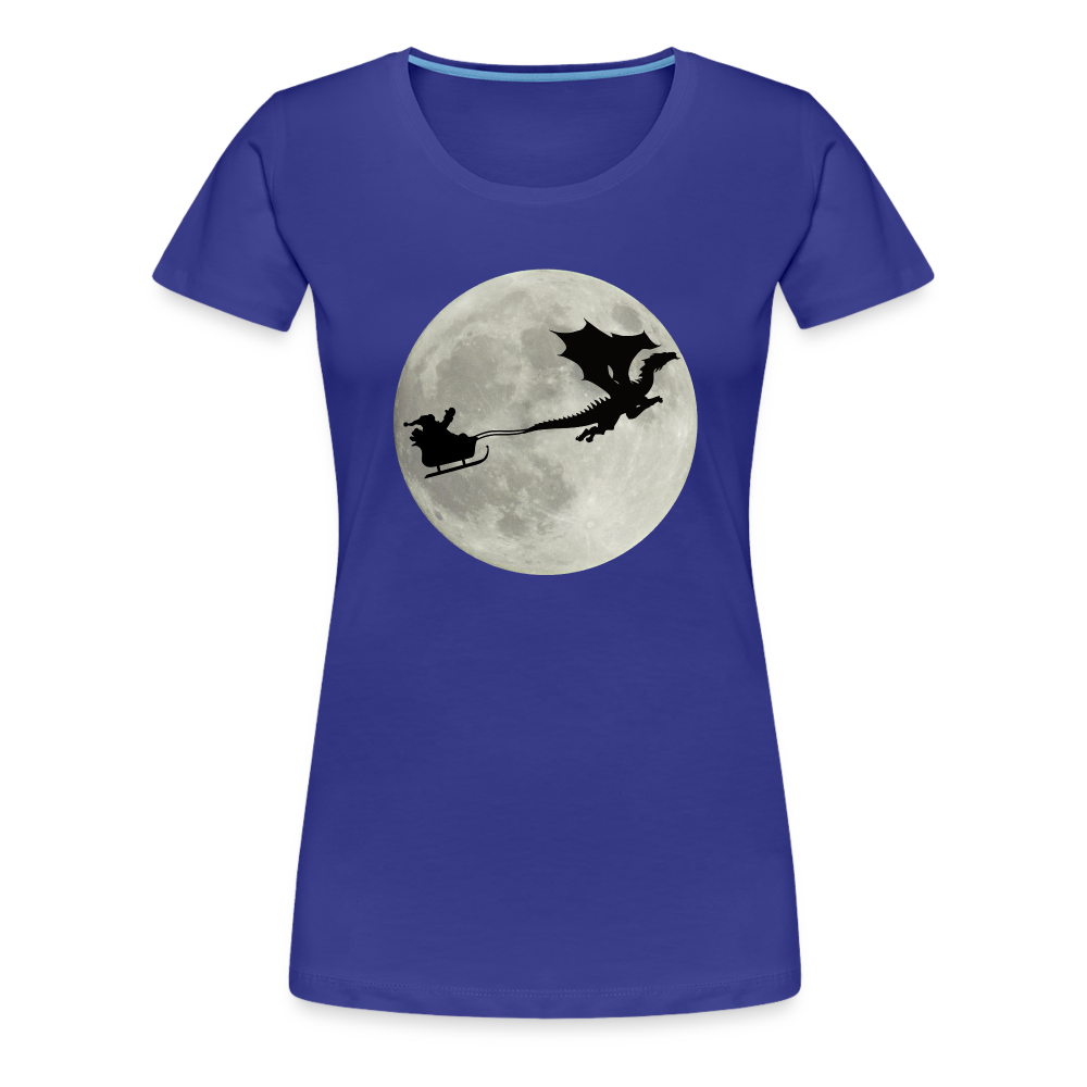 Weihnachtsmann Schlitten Drachen Mond Lustiges Geschenk Frauen Premium T-Shirt - Königsblau