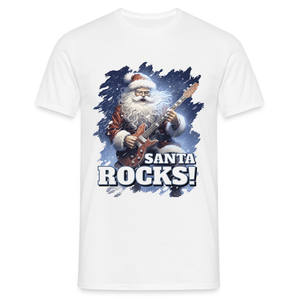 Weihnachten Santa Rocks Lustiges Weihnachts T-Shirt - weiß