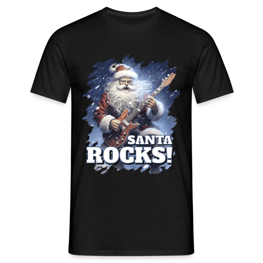 Weihnachten Santa Rocks Lustiges Weihnachts T-Shirt - Schwarz