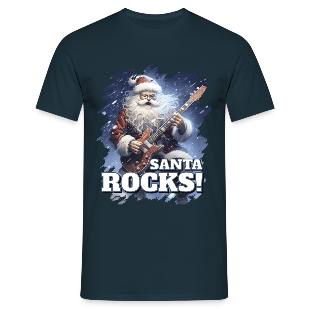 Weihnachten Santa Rocks Lustiges Weihnachts T-Shirt - Navy