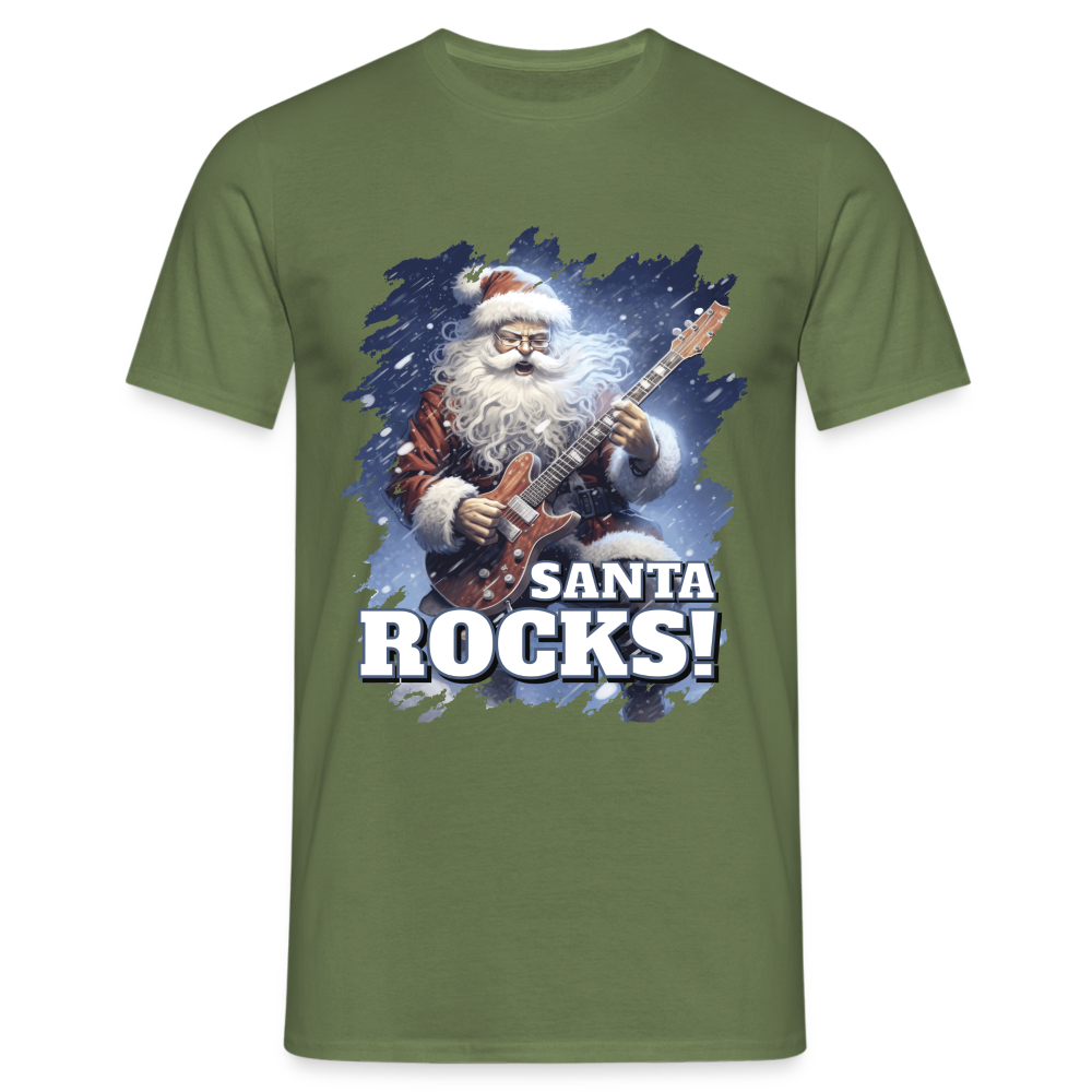 Weihnachten Santa Rocks Lustiges Weihnachts T-Shirt - Militärgrün