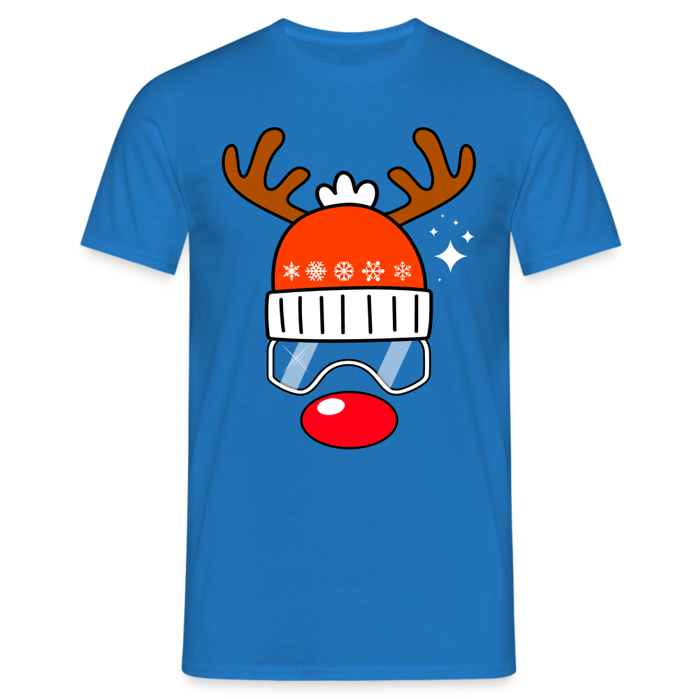 Weihnachtsrenntier mit roter Nase und Ski Brille Lustiges T-Shirt - Royalblau