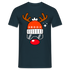 Weihnachtsrenntier mit roter Nase und Ski Brille Lustiges T-Shirt - Navy