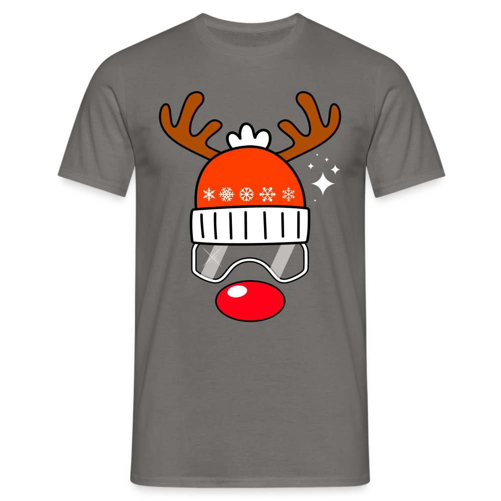 Weihnachtsrenntier mit roter Nase und Ski Brille Lustiges T-Shirt - Graphit