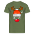 Weihnachtsrenntier mit roter Nase und Ski Brille Lustiges T-Shirt - Militärgrün