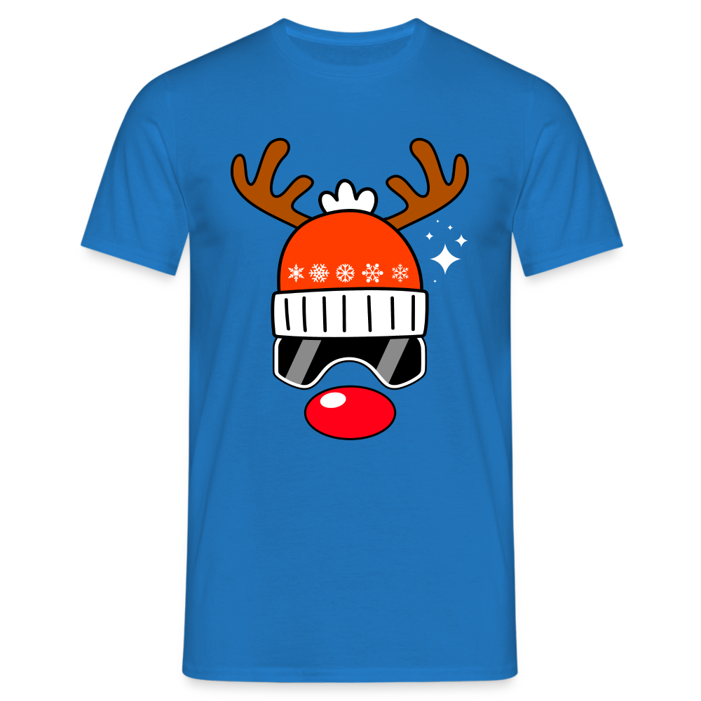 Weihnachtsrenntier mit roter Nase Mütze und Ski Brille Lustiges T-Shirt - Royalblau