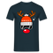 Weihnachtsrenntier mit roter Nase Mütze und Ski Brille Lustiges T-Shirt - Navy