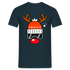 Weihnachtsrenntier mit roter Nase Mütze und Ski Brille Lustiges T-Shirt - Navy