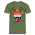 Weihnachtsrenntier mit roter Nase Mütze und Ski Brille Lustiges T-Shirt - Militärgrün