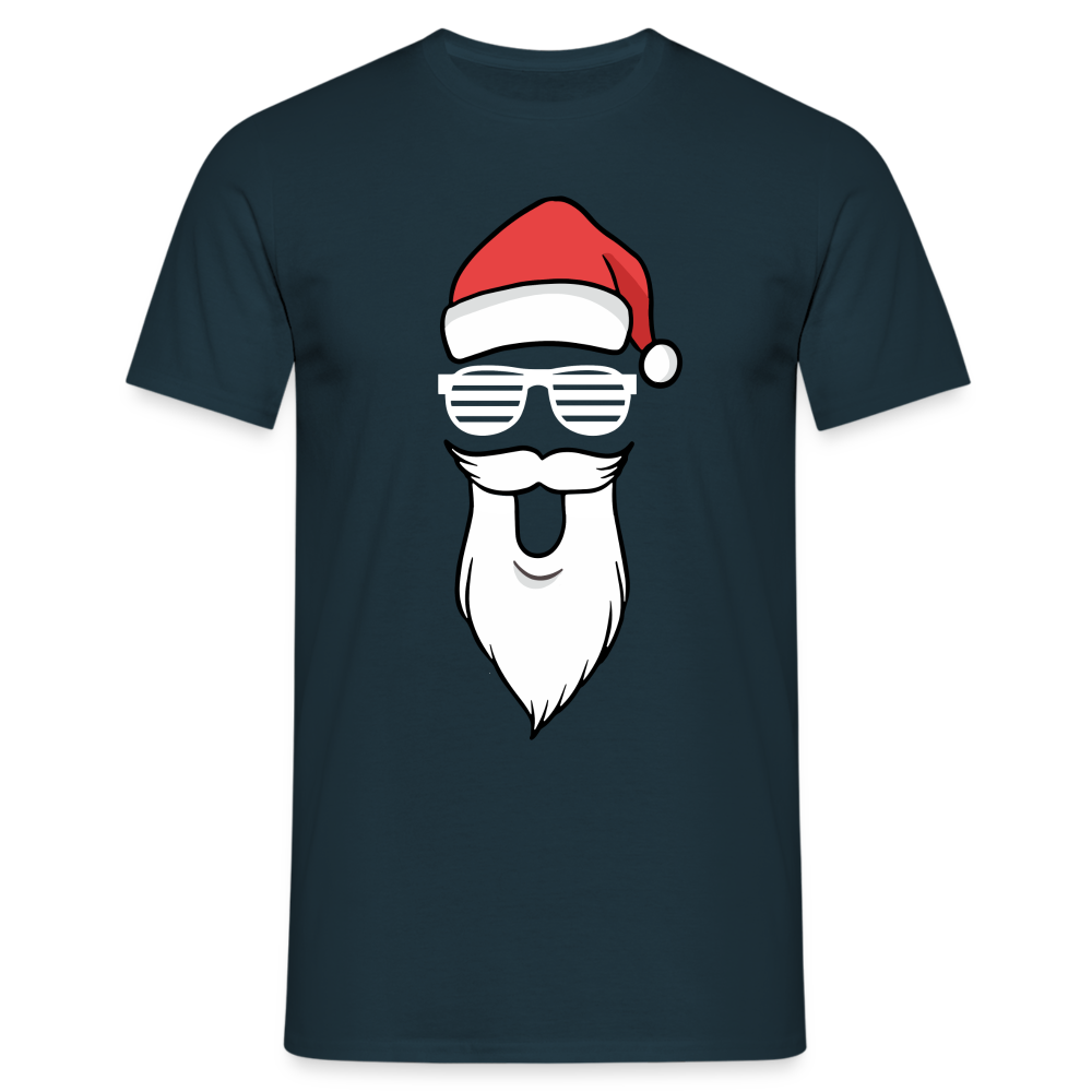 Cooler Weihnachtsmann Retro Brille Lustiges T-Shirt - Navy