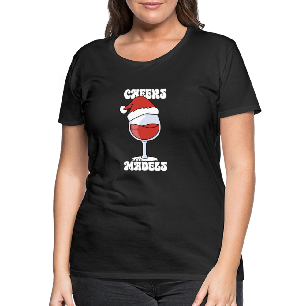 Weihnachtsoutfit Weinliebhaber Cheers Mädels Frauen Premium T-Shirt - Schwarz