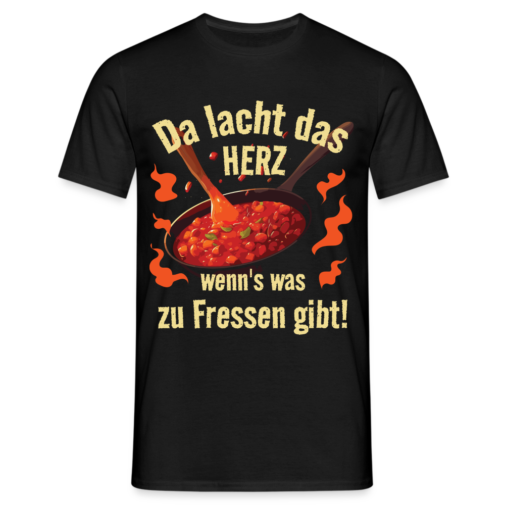 Bud Spencer Bohnenpfanne da lacht das Herz wenns was zu fressen gibt T-Shirt - Schwarz