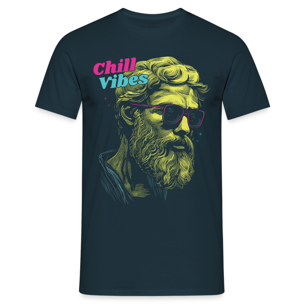 Epictetus Hipster Chill Vibes Bart und Brille T-Shirt - Navy