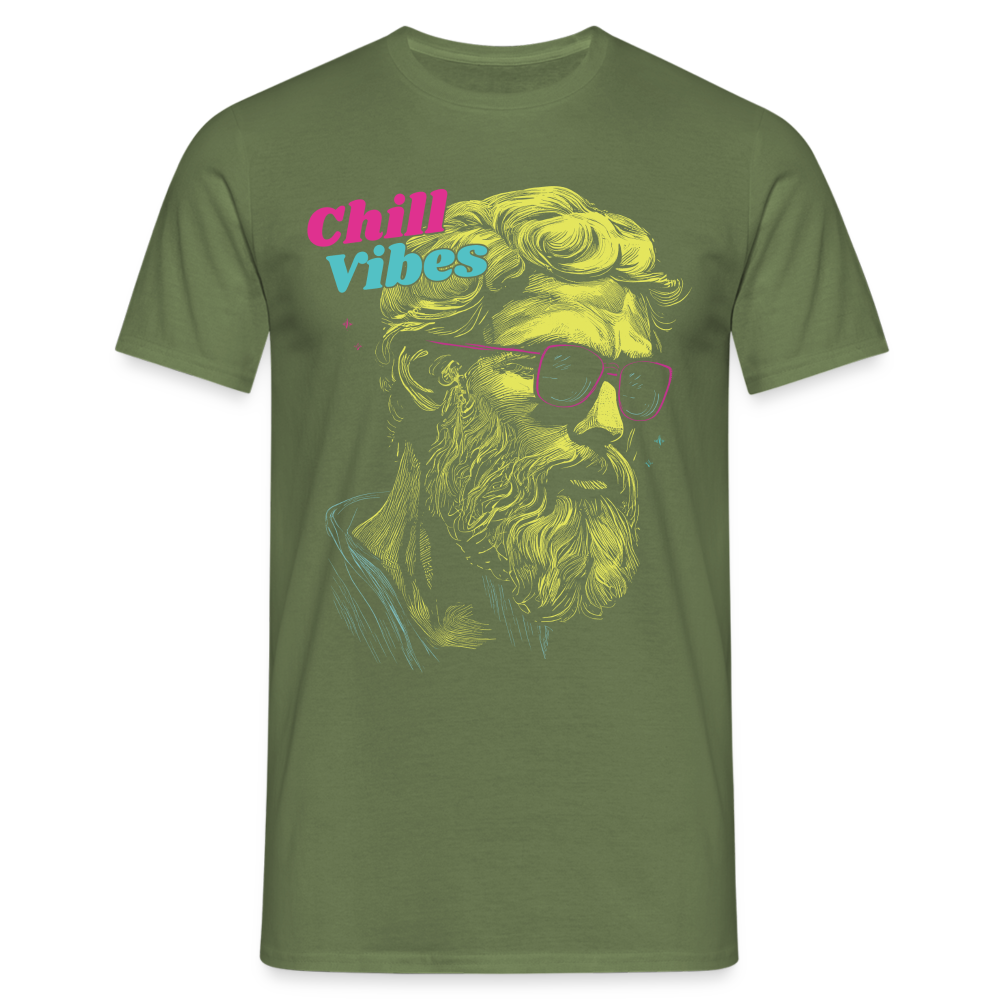 Epictetus Hipster Chill Vibes Bart und Brille T-Shirt - Militärgrün