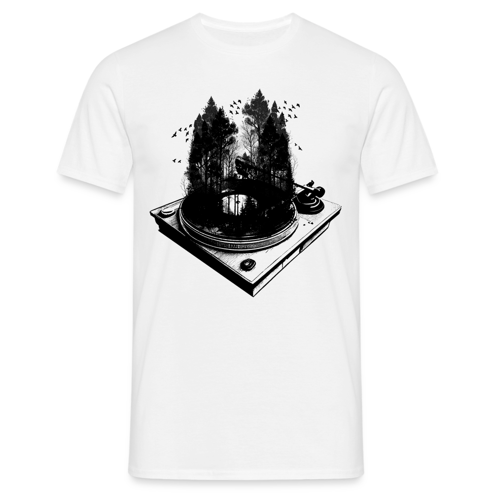Vinyl Schallplattenspieler Retro Natur T-Shirt - weiß