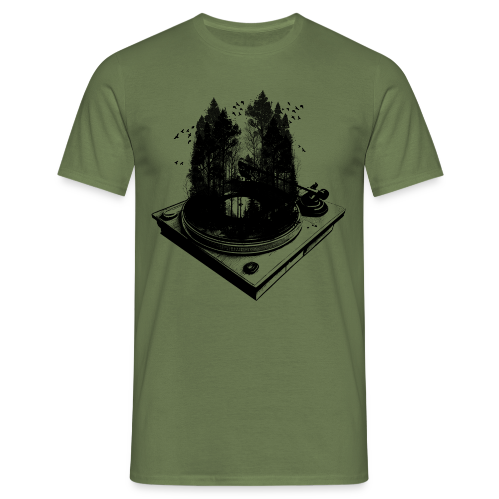 Vinyl Schallplattenspieler Retro Natur T-Shirt - Militärgrün