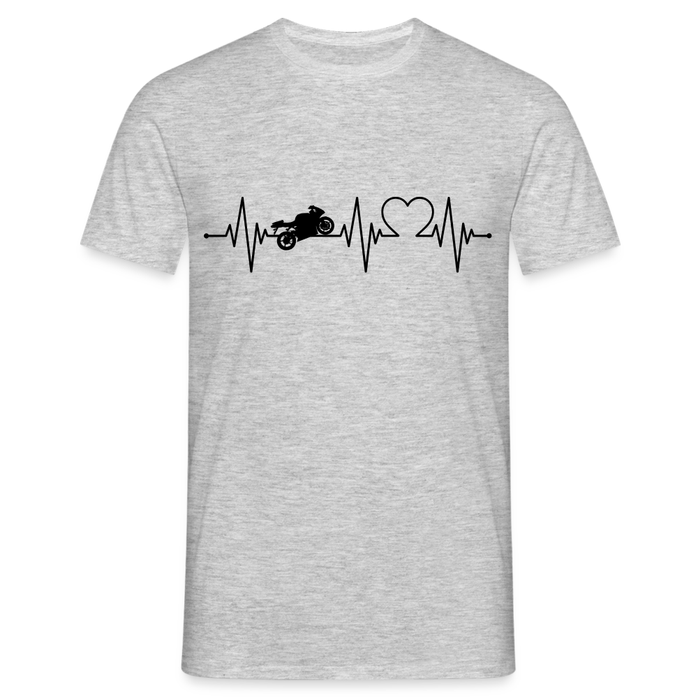 Biker Motorradfahrer EKG Motorrad Shirt - Grau meliert