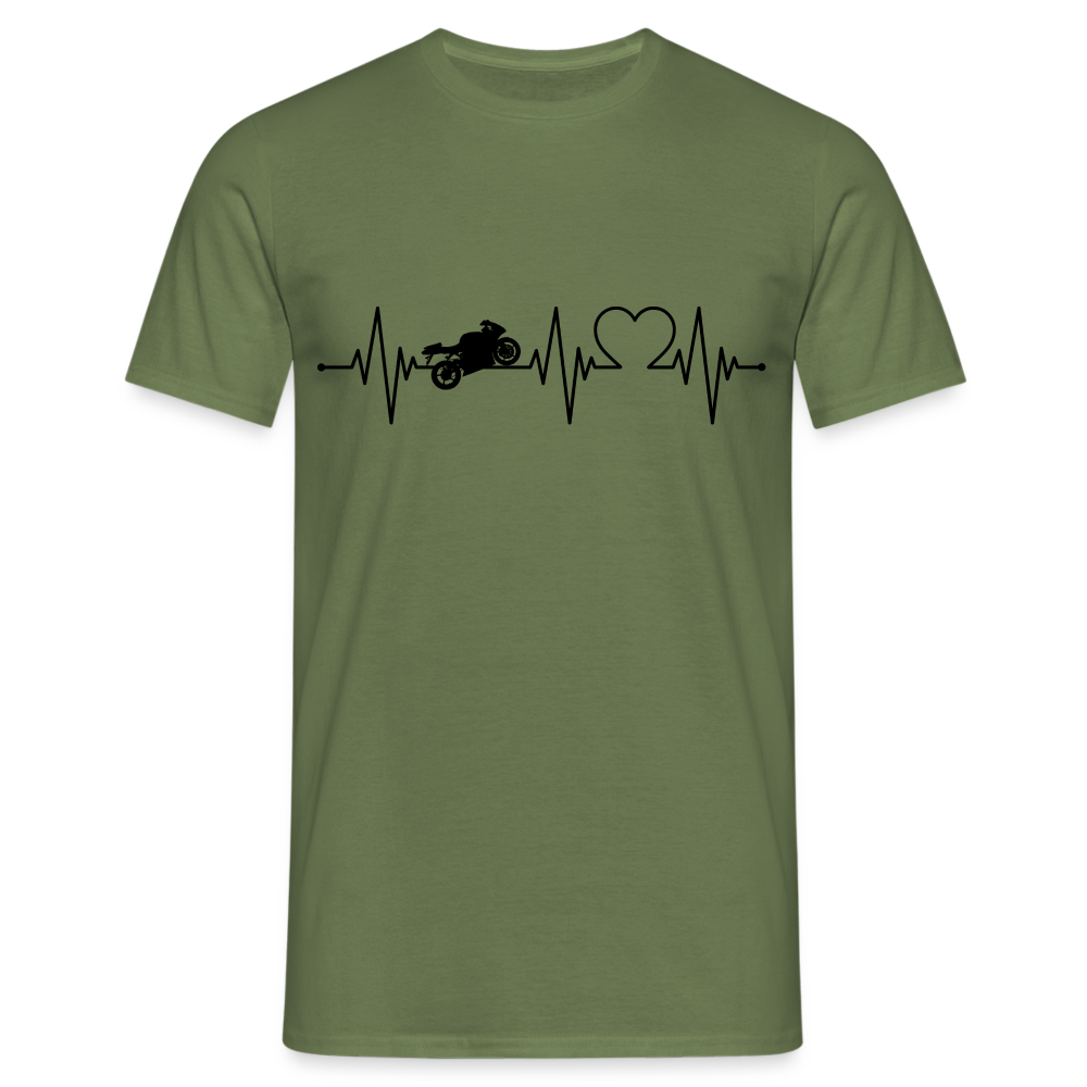 Biker Motorradfahrer EKG Motorrad Shirt - Militärgrün